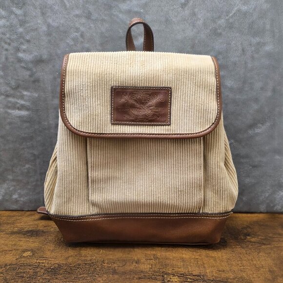 American Living Corduroy Faux Leather Backpack - Picture 1 of 7